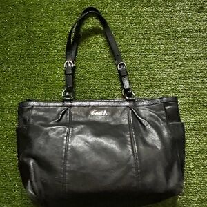 Coach Black Shoulder Bag with Leather and Slouchy Design